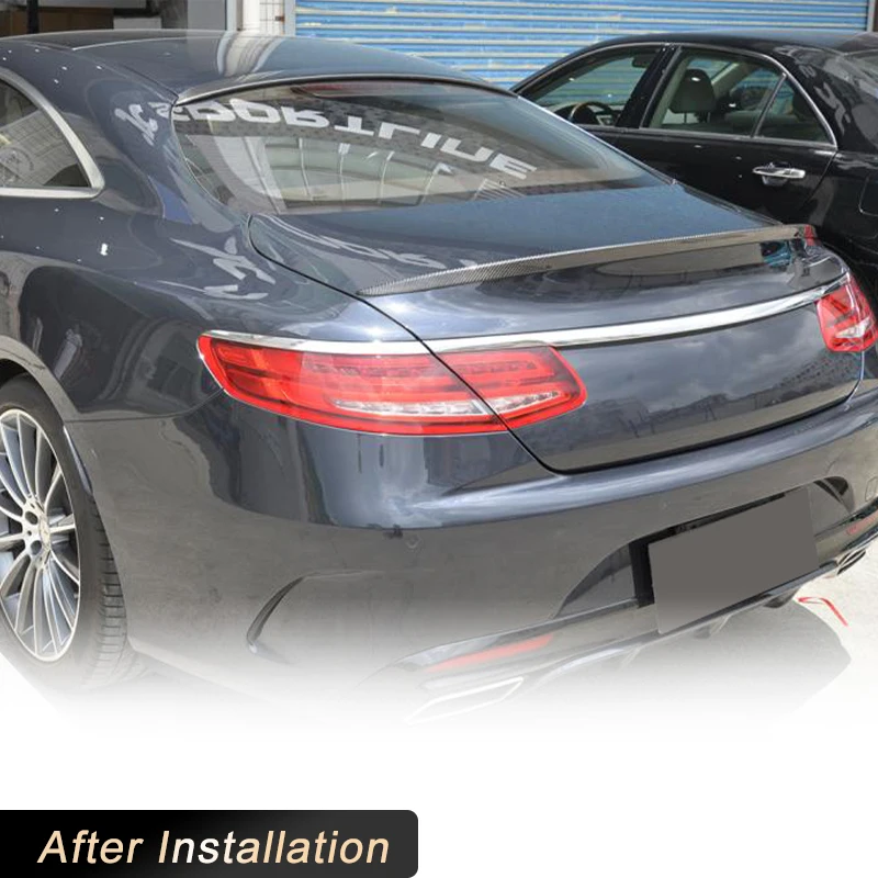 Фото Автомобильный задний спойлер для багажника, бахилы для Mercedes-Benz S Class S500 S550 S63 S65 AMG Coupe 2D 2014-2018, углеродное волокно/FRP, черный №3