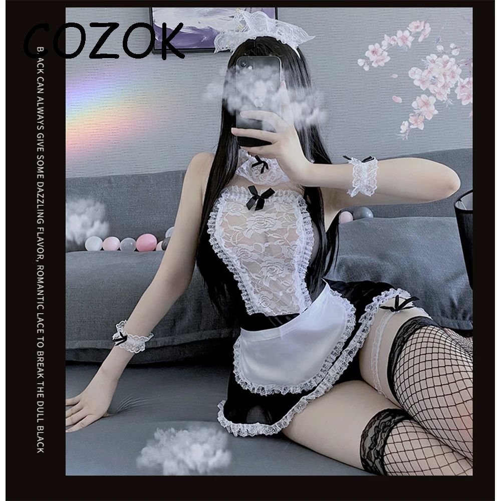

Sexy Lingerie French Costume Maid Temptation Passion Erotic Cosplay French Apron Maid Dress Lolita Servant Exotic for Women Suit