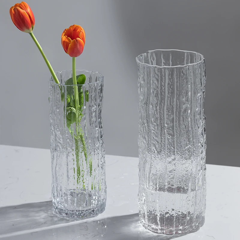 

Nordic Polar Ice Glacier Design Sense Transparent Glass Vase Advanced Decoration Living Room Modern Lily Vase Arrangement Vase