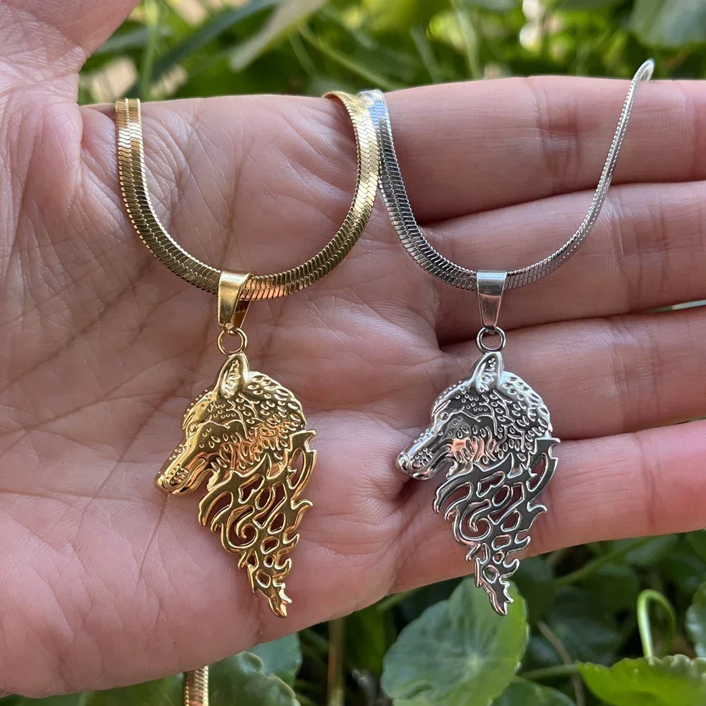 Ожерелье с подвеской в виде головы волка стиле панк винтажное женское и мужское