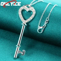 925 sterling silver heart zircon key pendant necklace 16 30 inch snake chain for ladies party engagement wedding high jewelry