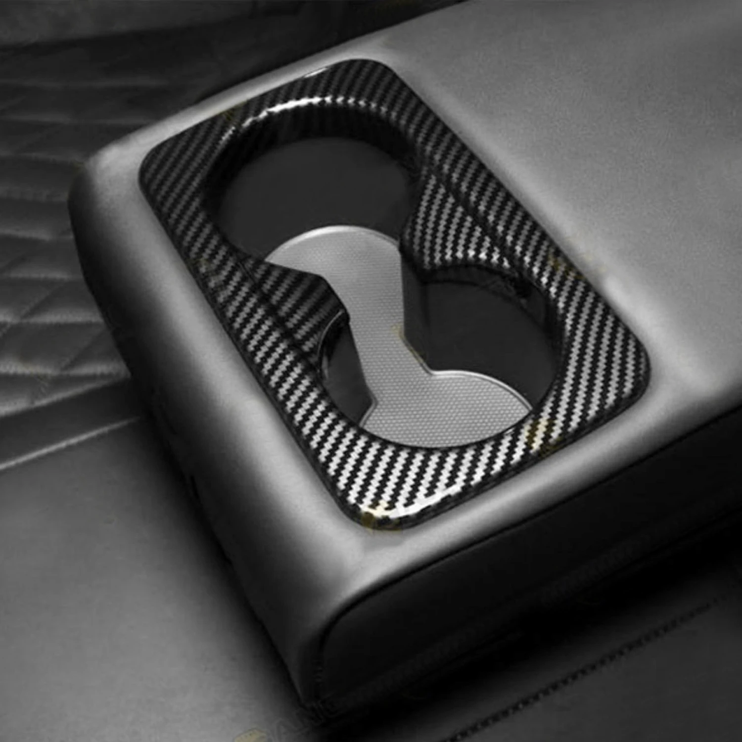 

Для Kia Niro SG2 2022 2023 внутренняя задняя крышка держателя чашки отделка углеродное волокно окрашенный ABS пластик 1 шт.