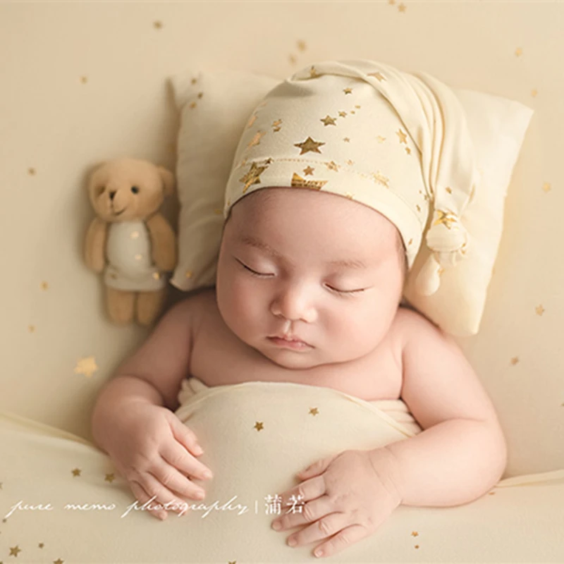 Dvotinst Newborn Baby Photography Props Blingbling Stars Starry Backdrops Wraps Hats Pillow Background Blanket Photo Props