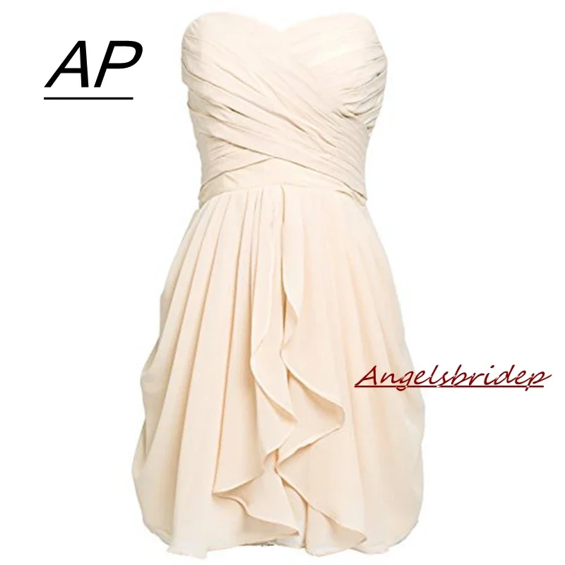 

Summer New Style Cheap Bridesmaid Under 50 Short Vestido Madrinha Chiffon Above-Knee Formal Party Gowns