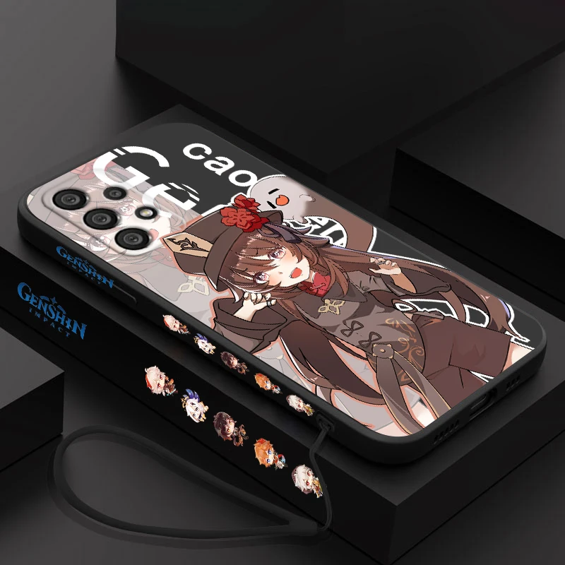 

Genshin Impact Nahida HUTAO For Samsung A73 A53 A33 A52 A32 A71 A51 A21S A03S A50 A30 5G Phone Case Liquid Left Rope Cover