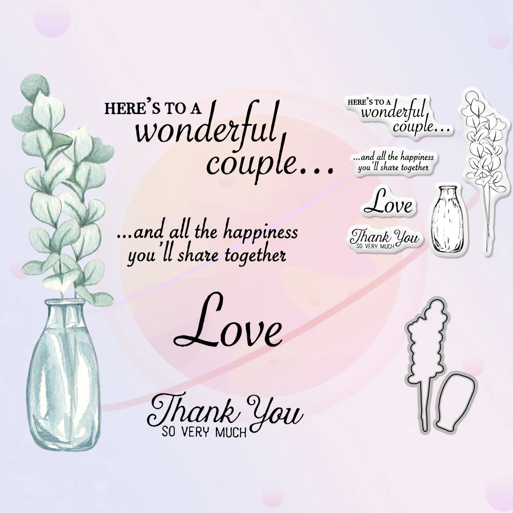 

Mini Cutting Dies Clear Stamp Home Decor Desk Vase Bottle And Flowers DIY Scrapbooking Metal Dies Cut Silicone Stamps For Cards