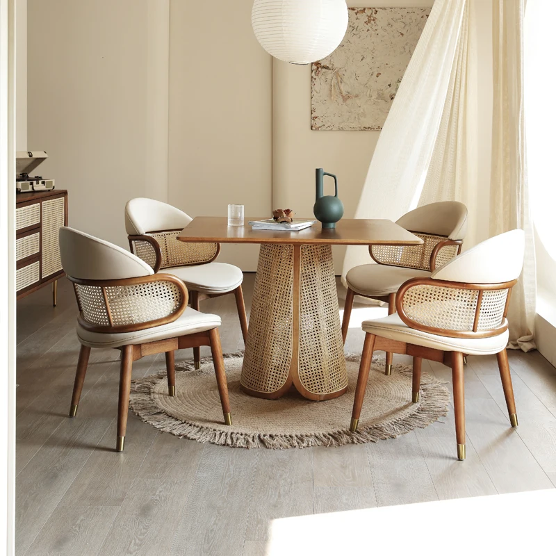 Nordic solid wood dining table, small household design, crea