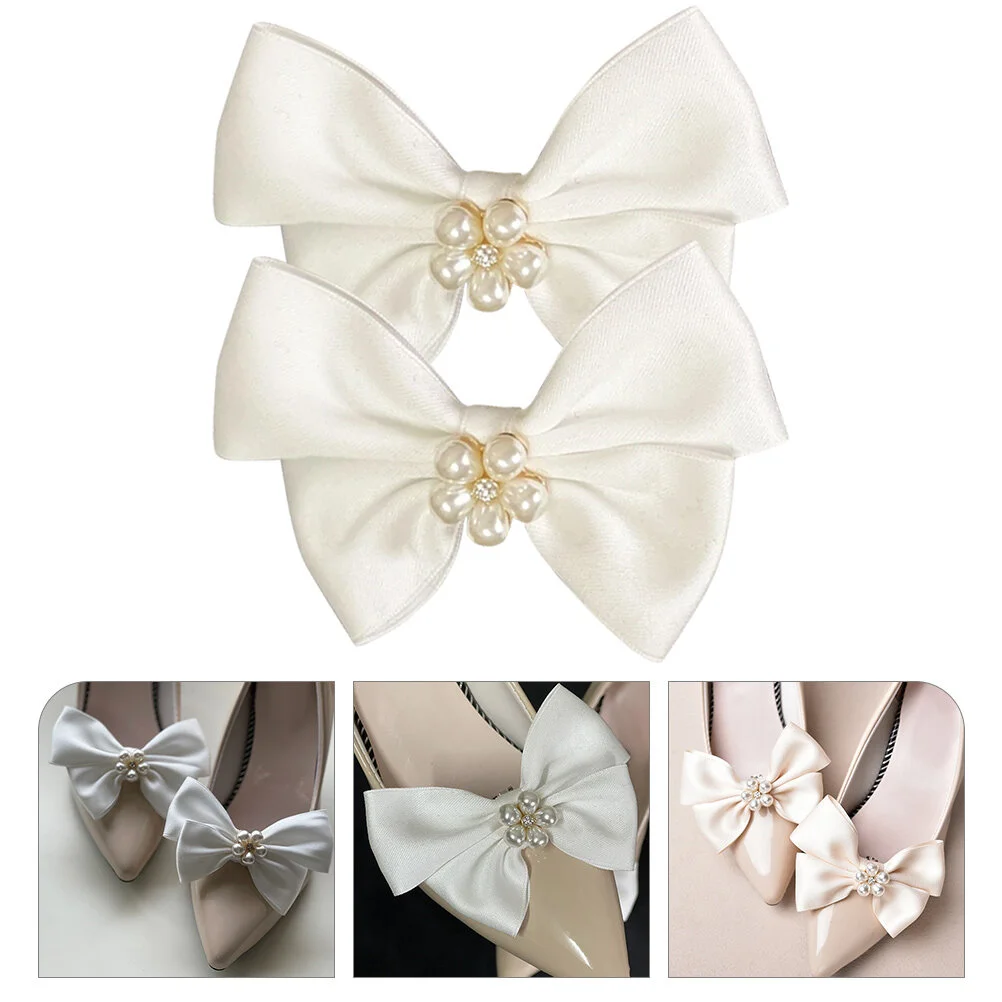 

2 Pcs Flat Shoes Clips Pumps Decor Wedding Decoration Buckles Bride European American Bow