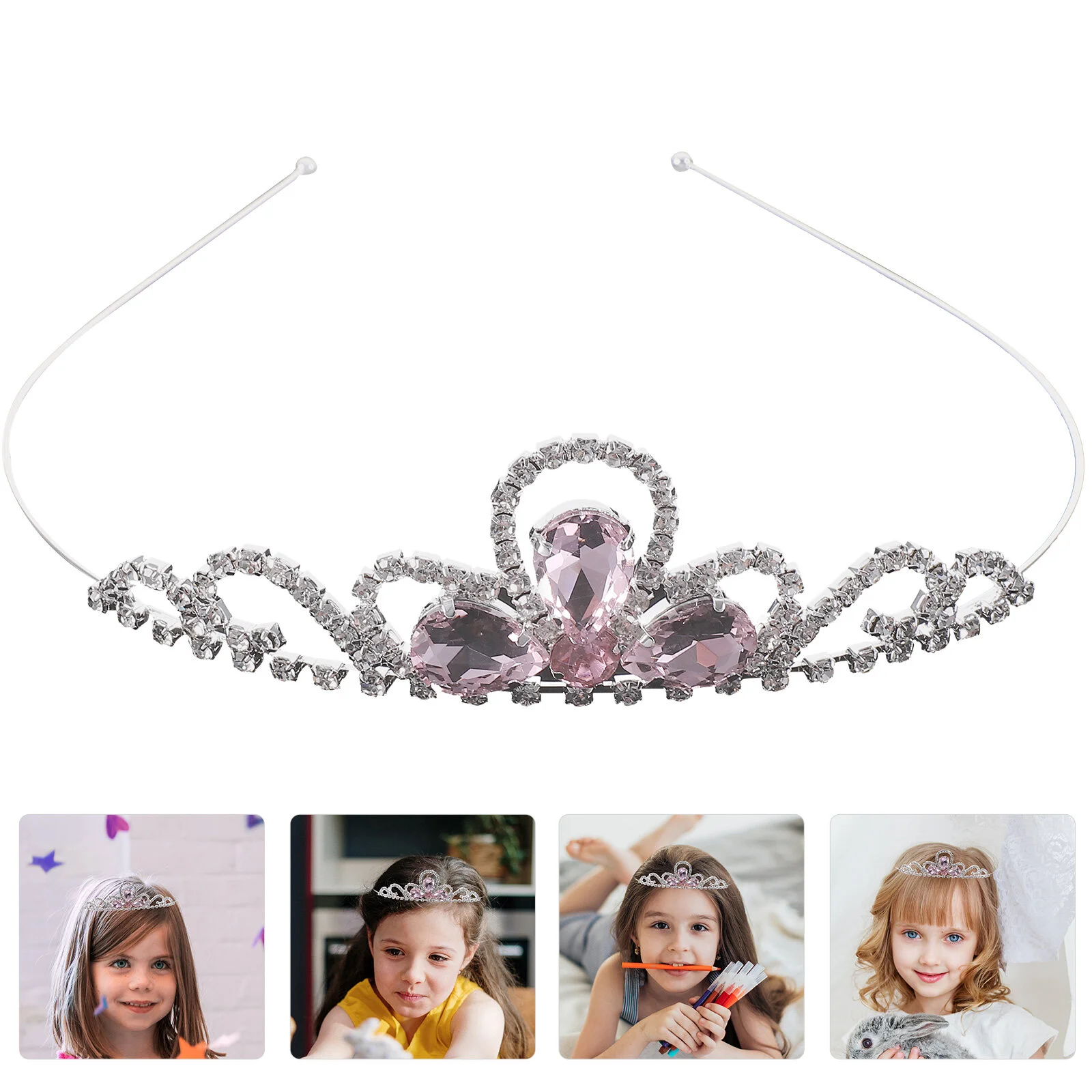 

Hair Piece Flower Girl Accessories Headpieces Wedding Headband Girls Ties Crown Rhinestones Women Bride Jewels