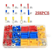 258pcs assorted crimp terminals awg 22 10 insulated electrical wire cable butt bare crimping connector kit