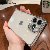 luxury electroplated lens protective plain phone case for iphone 11 13 12 pro max x xr xs 7 8 plus se 2020 bumper soft tpu cover