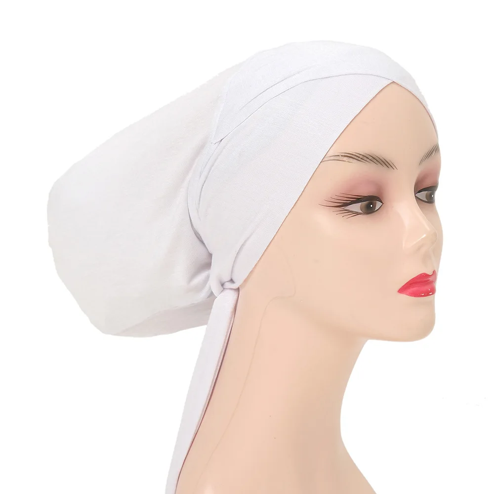 Muslim Hijab Cap Adjustable with Button Turban Islamic Underscarf Full Cover Bonnet Full Neck Coverage for Lady Muslim Fashion