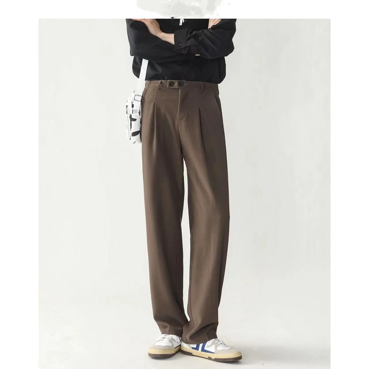 

2022 Men's Fashion Trend Business Trousers Black/brown Color Casual Pants Loose Button High-quality Formal Suit Pants S-3XL