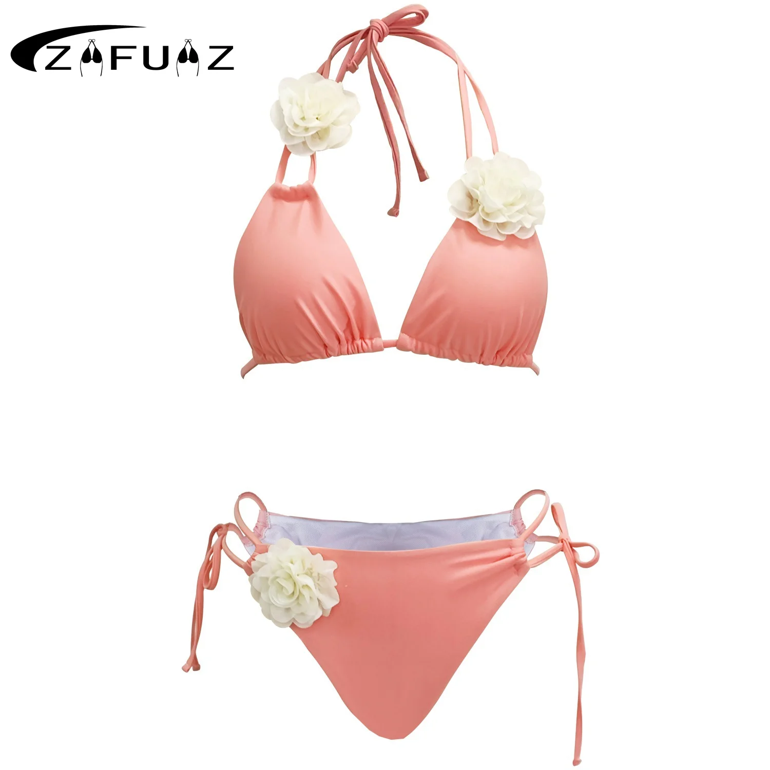 

Сексуальный женский купальник из двух предметов 2023, комплект бикини пуш-ап с 3D цветами, бразильский купальник, купальный костюм, Пляжное бикини
