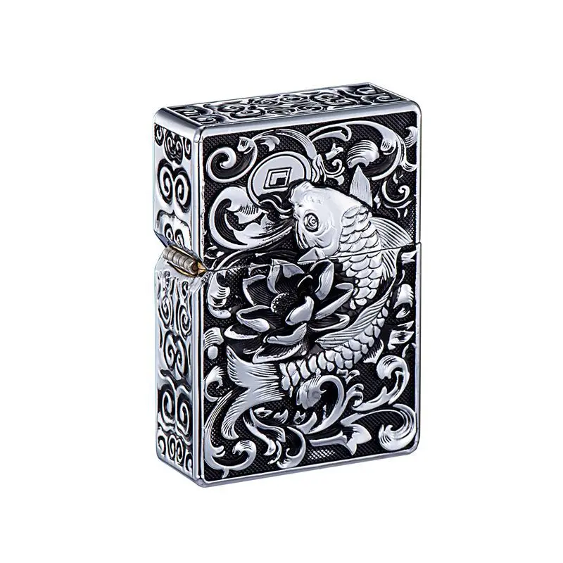 

Chinese Style Good Luck Carp Collection Grade Men's Gift Kerosene Lighter Smoking Accessories for Weed Tobacco Accessories