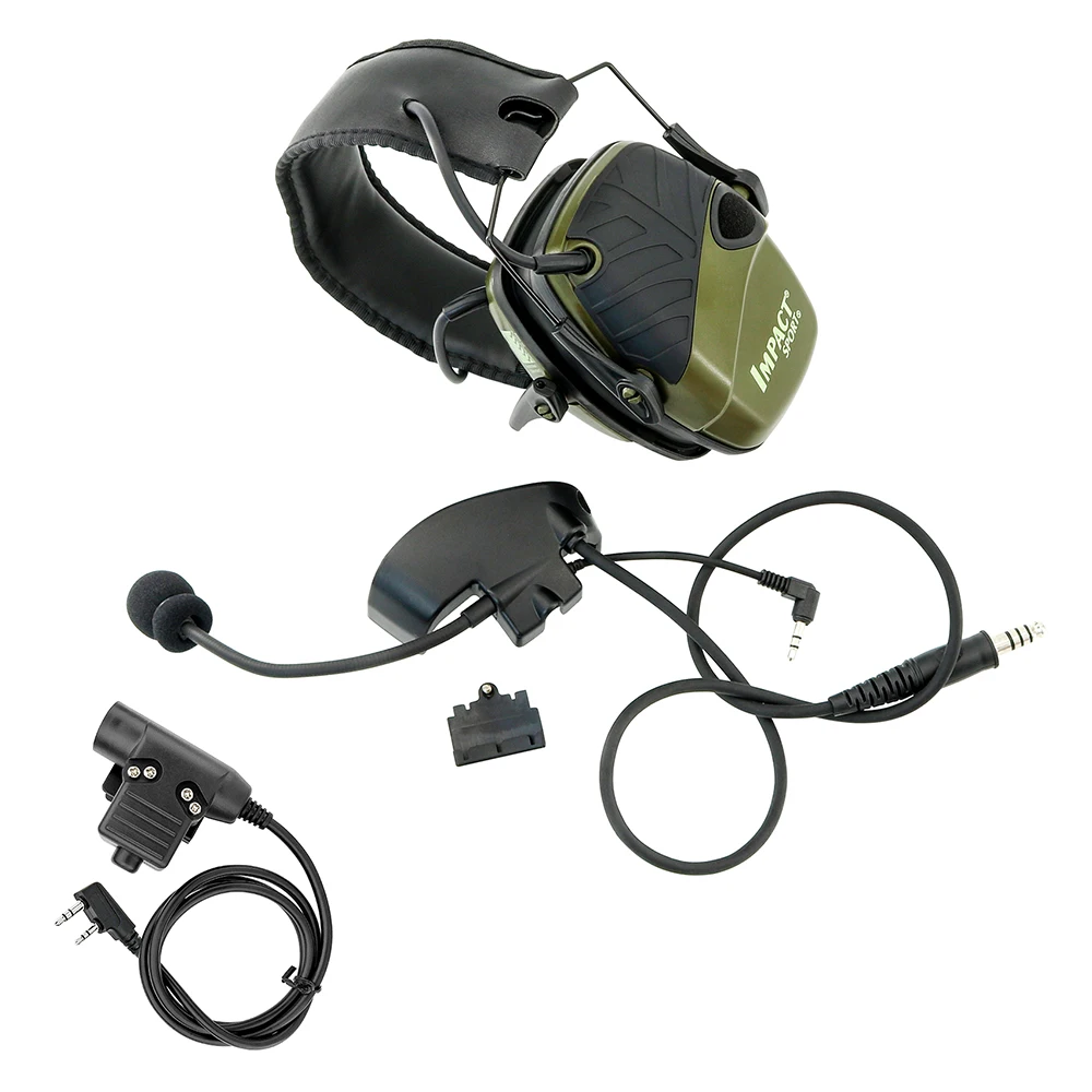 Sport Shooting Earmuff Adapter Microphone Kit + U94 Kenwood PTT for Howard Leight Impact Sport Tactical Airsoft Shooting Headset