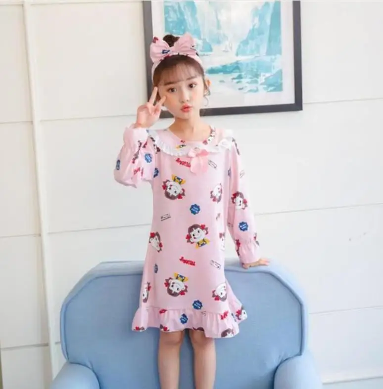 

Весенняя ночная рубашка для девочек, детская одежда, модель ночной рубашки, одежда для сна для малышей, мультяшная Пижама для принцессы