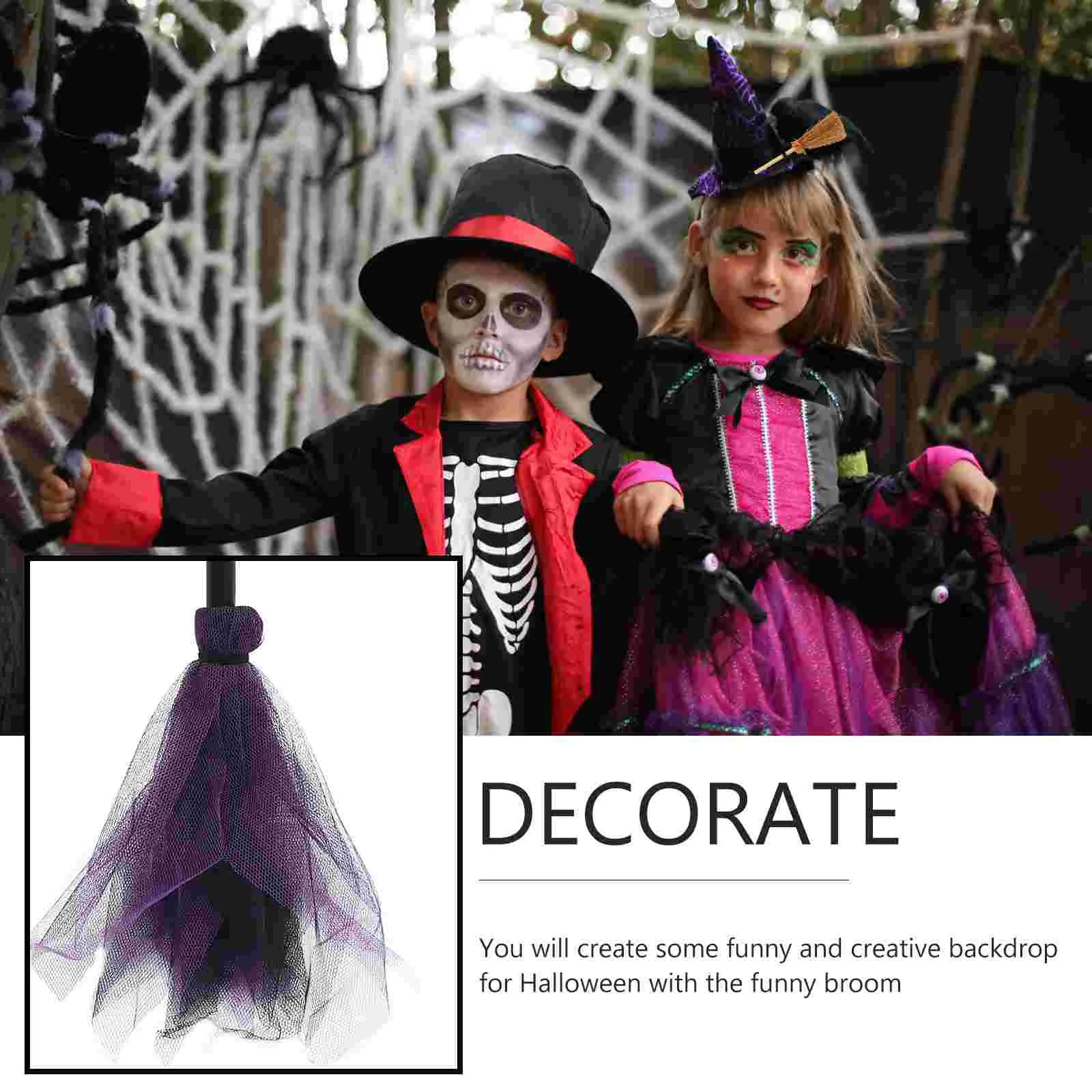 Хэллоуин метла для реквизита ведьмы беса паук украшения косплей костюм дети
