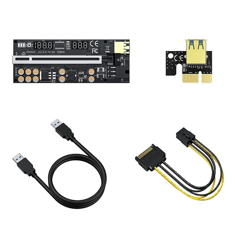 

5PCS Riser 016 USB3.0 PCIE Riser PCI Express X16 Extender Adapter 016 GPU Riser Card SATA 15Pin To 6Pin Power Voltage