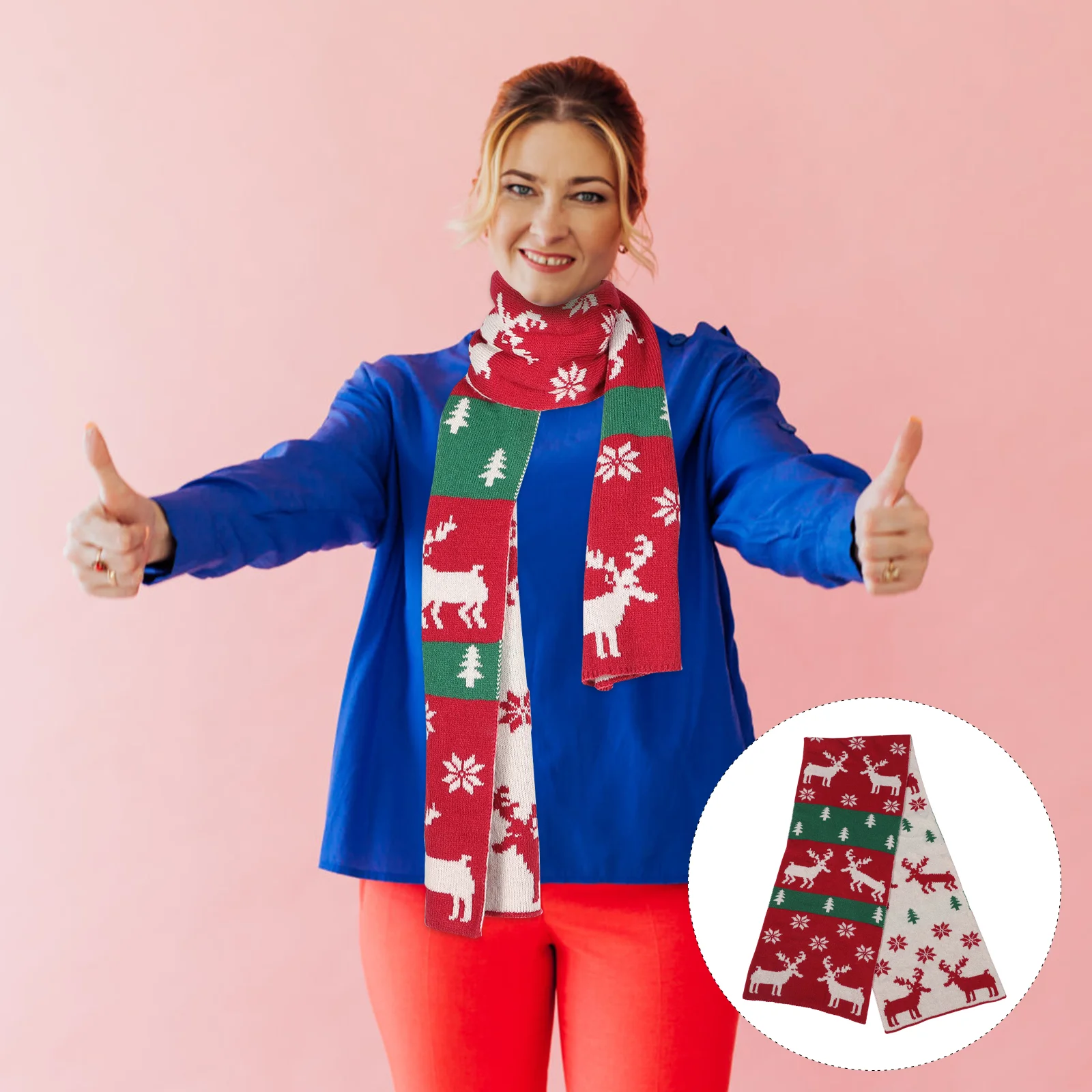 

Scarf Christmas Winter Reindeer Holiday Deerred Xmasmen Festival Girl Neck Warmer Scarves Lightweight Wrap Shawl