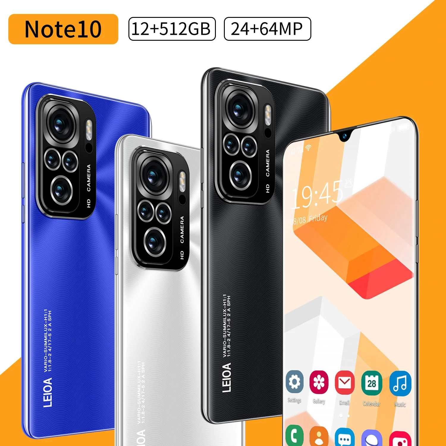 smartphone note10 7 2 inch 12512gb deca core 5000mah 2464mp smart phone dual simsd face fingerprint id mobile phone mtk6582 free global shipping