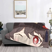 sofa fleece hu tao genshin impact throw blanket warm flannel anime video games blankets for bedroom office couch bedspreads