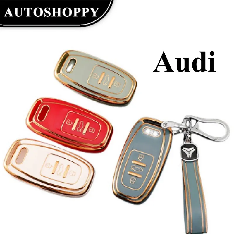 

Golden-edged TPU Car Remote Key Case Cover Shell For Audi A1 A3 8V A4 B8 B9 A5 A6 C7 A7 A8 Q3 Q5 Q7 S4 S6 S7S8 R8 TT Accessories