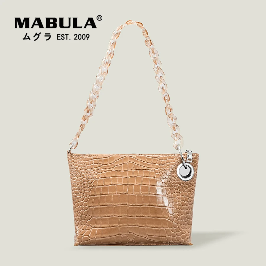

MABULA женские сумки через плечо из мягкой кожи с цепочкой роскошный дизайн Сумка-тоут высокое качество крокодиловый узор сумка через плечо