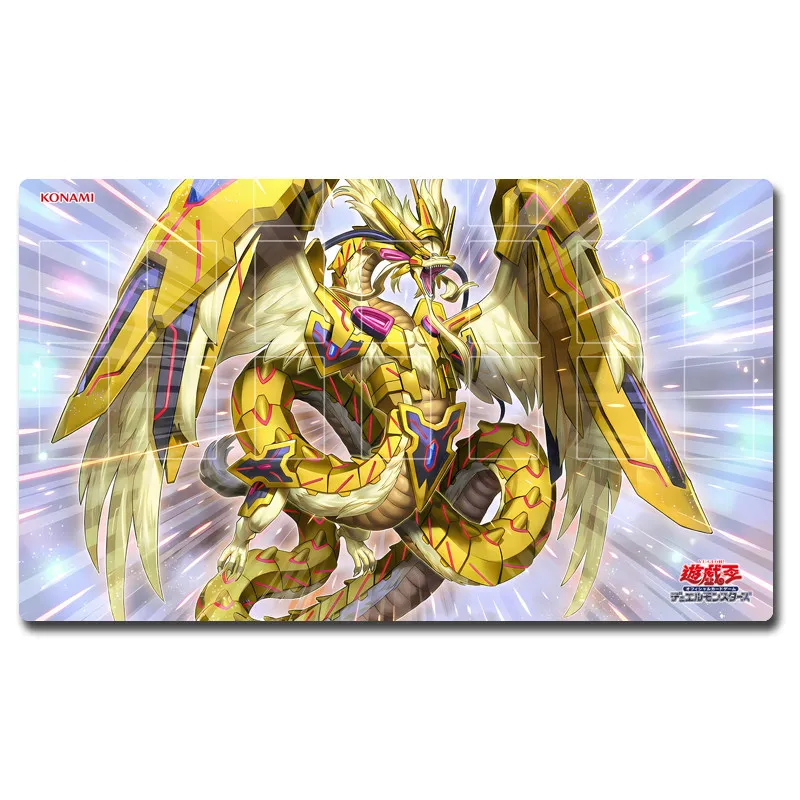 Фото Игровой коврик Yugioh Divine Golden Shadow Dragon Dragluxion Yu-Gi-Oh! Коврик для карточных игр TCG OCG, резиновый коврик для дуэлей №2