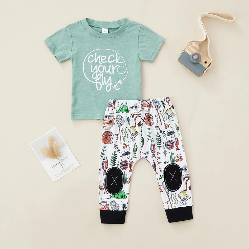 

2 шт., футболка с коротким рукавом, с принтом Рыбок