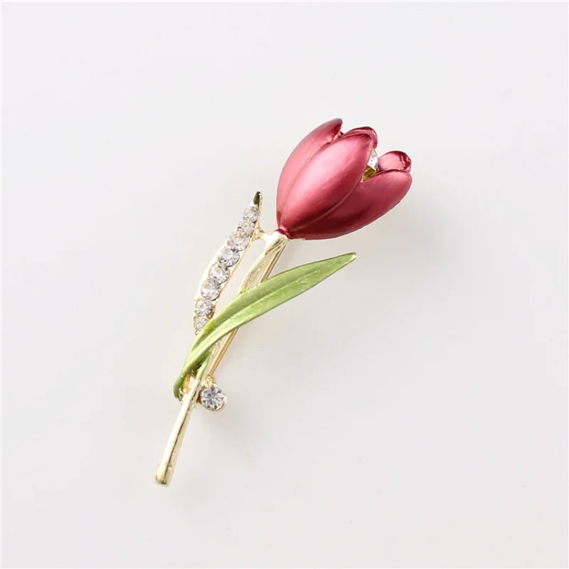 

Elegant Tulip Rhinestone Flower Brooch Pin Crystal Costume Jewelry Clothes Accessories Jewelry Brooches Gift Wedding Pins