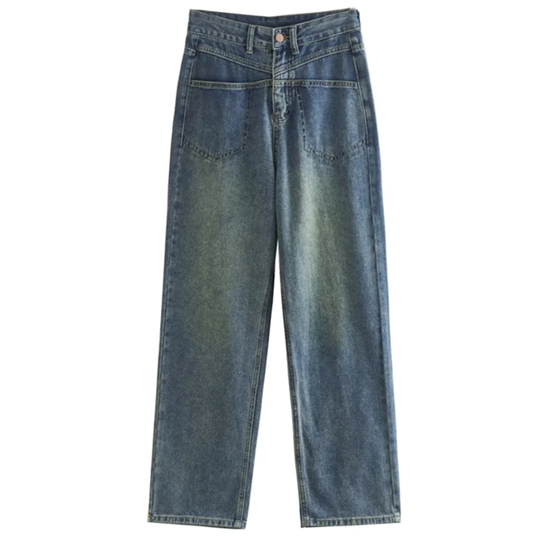 

Jenny&Dave 2023 American Vintage Patchwork Mom Jeans Washed Dneim Blue Pants Women