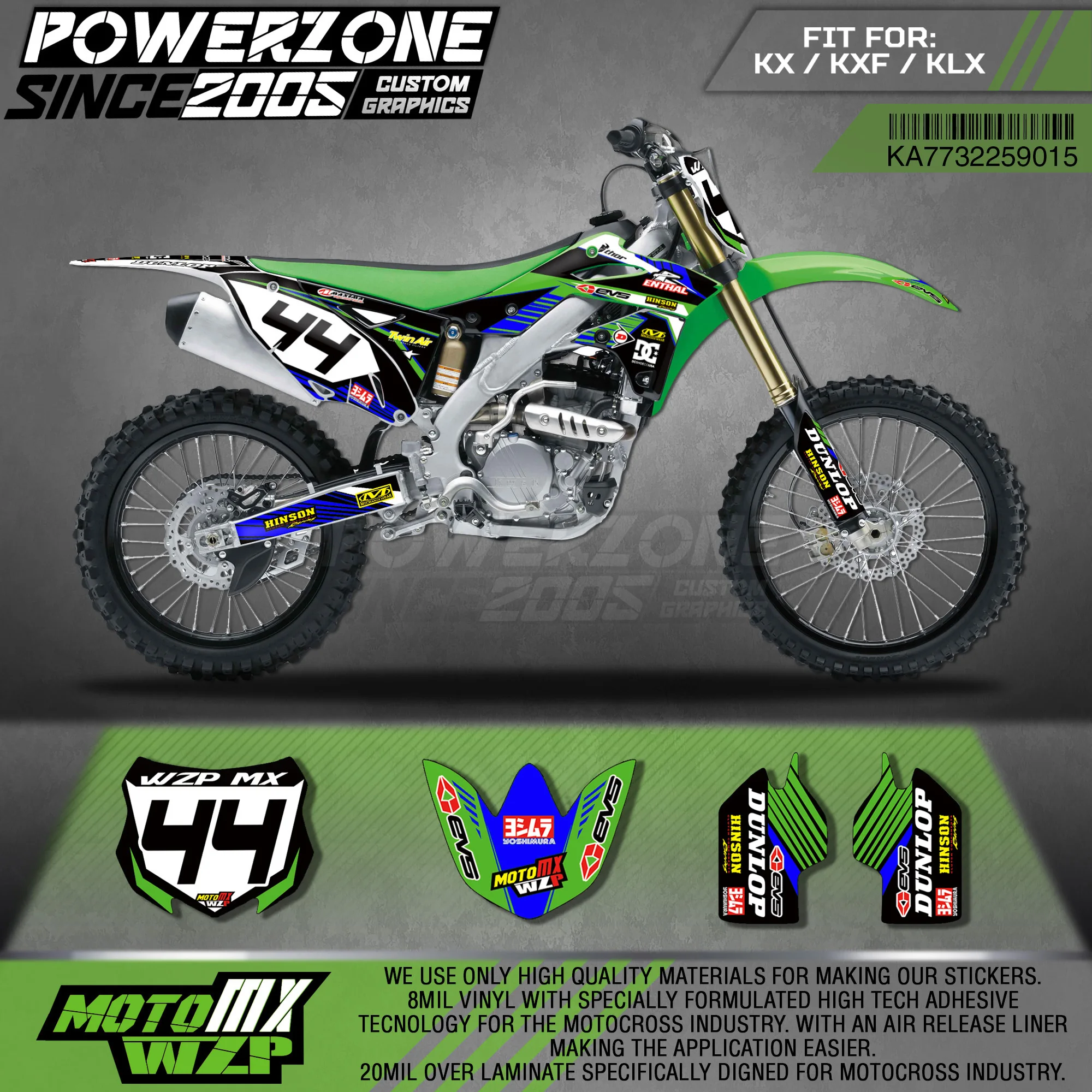 

Набор наклеек PowerZone, 3 м, для Кавасаки 2013-2016, KX250F 15