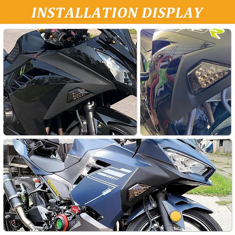 Передний светодиодный указатель поворота для KAWASAKI NINJA 250 300 400 650 1000SX ZX6R ZX25R Z1000SX ER6F