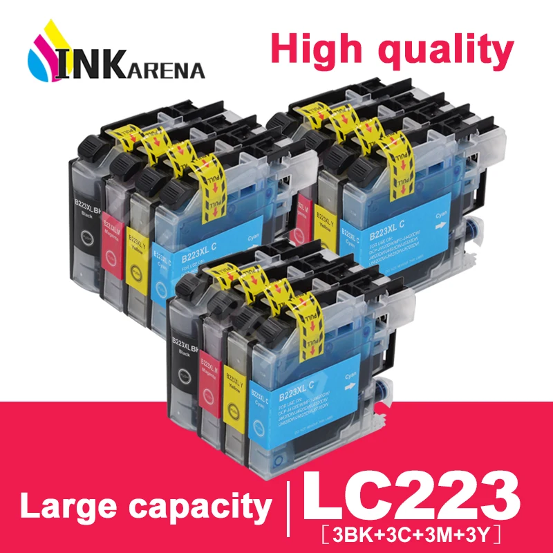 

INKARENA With Chip LC223 LC221 Compatible Ink Cartridge For Brother MFC-J4420DW/J4620DW/J4625DW/J480DW/J680DW/J880DW Printer