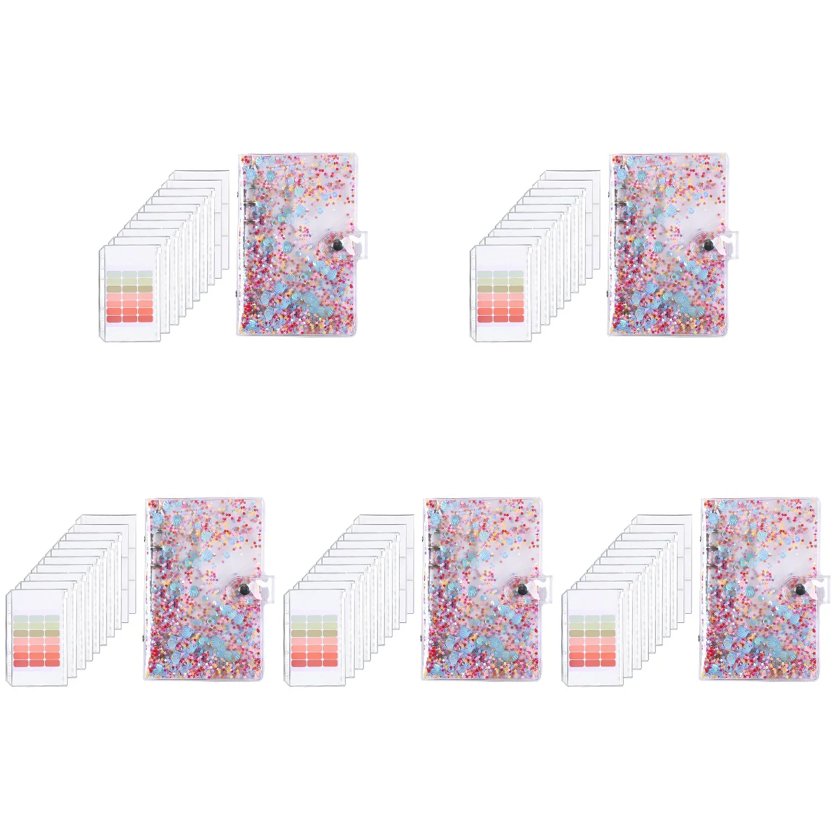 

5 Sets of Money Saving Binder Budget Binder Zipper Bag Notebook A6 Cards Book