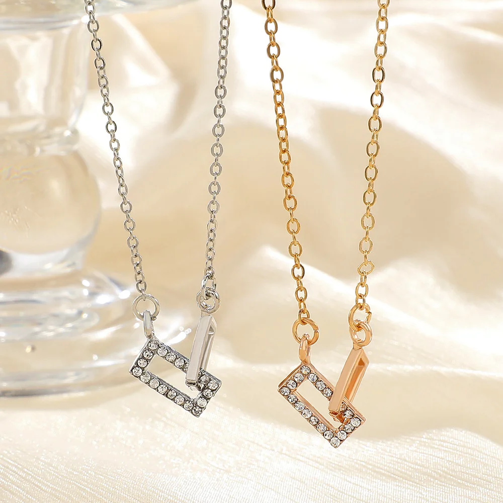 

Fashion Boutique Necklace For Women 18k Gold Solitaire Rectangle Geometric Choker Necklaces Dainty Jewelry Birthday Gifts 2023