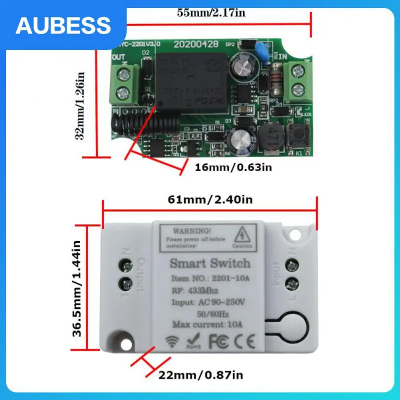 

Portable Smart Switch Wireless Lighting Control 220v Mini Relay Receiver Rf 433mhz Smart Home Accessories Foldable