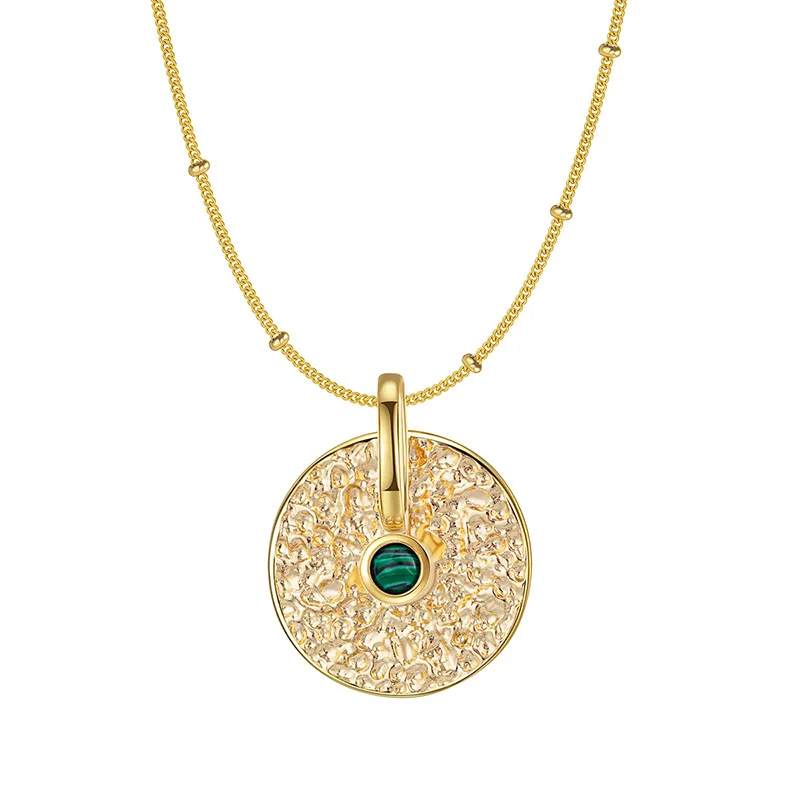 

GD винтажное французское круглое ожерелье с подвеской в виде диска для женщин ожерелье из нержавеющей стали с натуральным камнем ювелирный ...