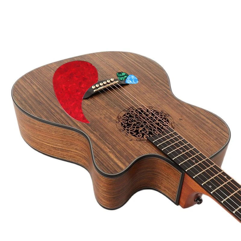 Электрическая акустическая гитара с цветочным отверстием, 6-струнная ель, деревянная Верхняя часть с EQ 40 дюймов, народная гитара для начинающих