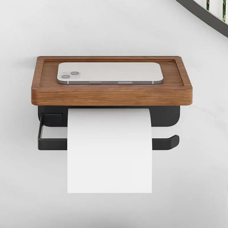 

Small Item Organizer Punching Save Space Easy Installation Modern Design Durable Compact Bathroom Accessories Tissue Roll Holder