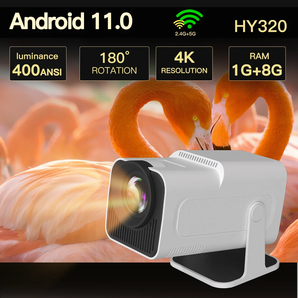 Умный Видеопроектор Lyncast HY320 4K Разрешение 400 ANSI 1080P Android 11 Гибкий