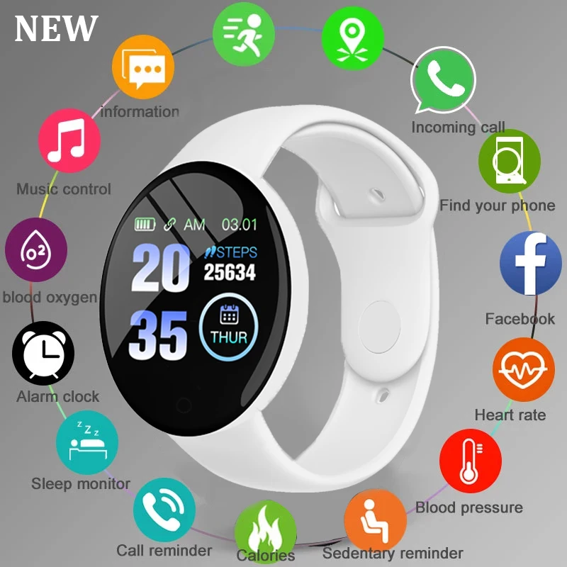D18 Pro Smart Watch Men Women Bluetooth Fitness Tracker Sport Bracelet Heart Rate Blood Pressure Kids Smartwatch for IOS Android