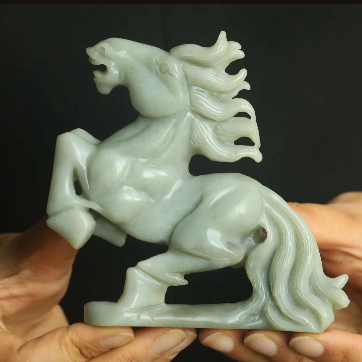

Old China Natural hetian Jade Hand Carved statue of horse feng shui statue #42