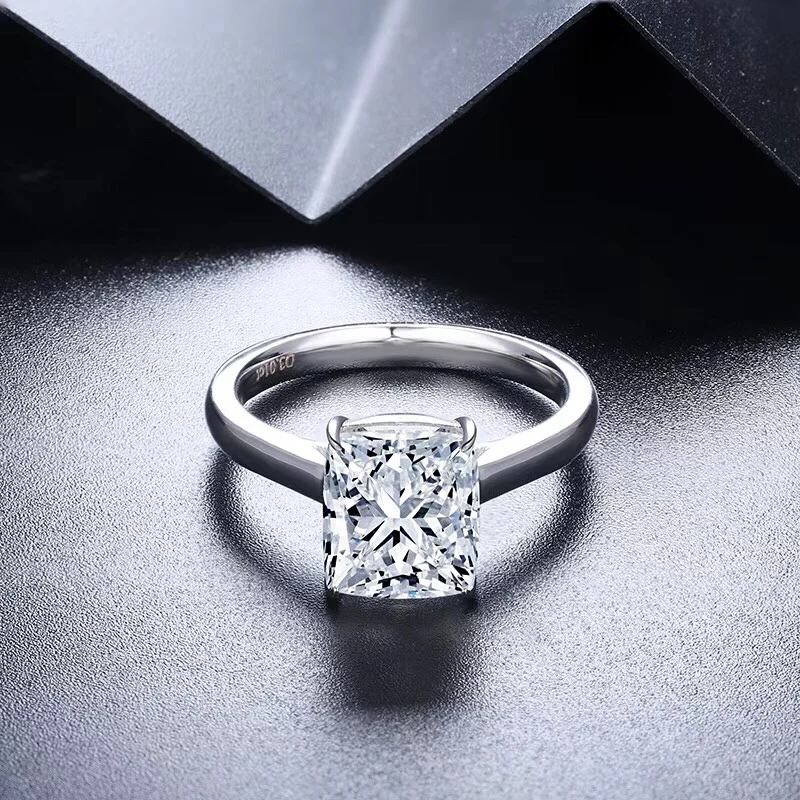 

Fine Jewelry 3.0Ct Imitation Diamond Wedding Ring Designs Single Stone Party Square 925 Silver Rings for Women