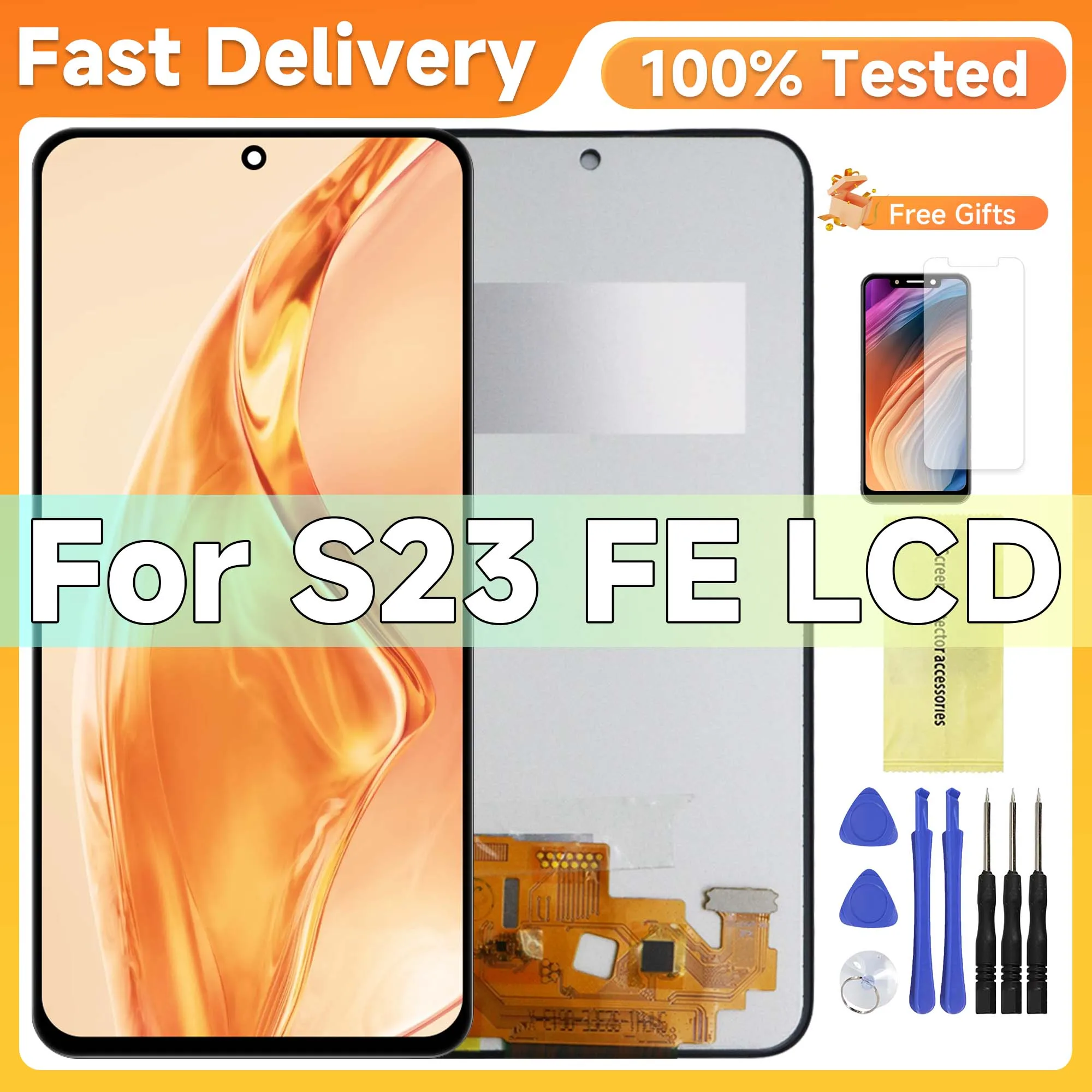 Для Samsung S23 FE LCD TFT для S23FE S711B S7110 S711U Дисплей с сенсорным экраном в сборе S711 ЖК-рамка.