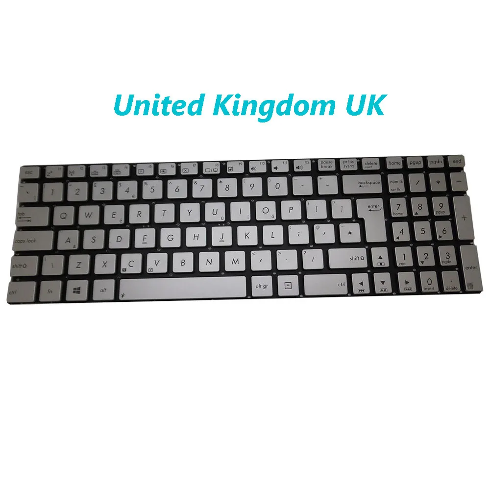 Фото Клавиатура CZ\JP\SW\TR\UK для ASUS G550J G550JK G550JX GL550J GL550JK GL550JX серебристая без рамки с подсветкой №1