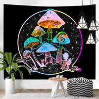 funny psychedelic mushroom tapestry hippie dream plant wall hanging star sky wall tapestry dormitory kawaii room decor 200x150