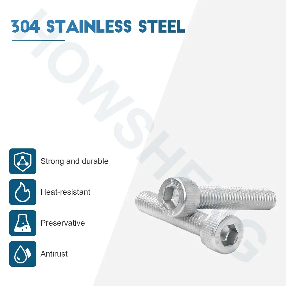 HOWSHENG 2-50 шт. винты с шестигранной головкой M1.6 M2 M2.5 M3 M4 M5 M6 M8 M10 шестигранные из