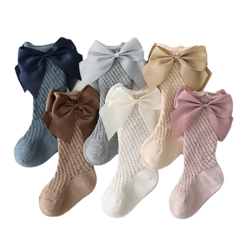 

Children Big Bow Socks Kids Girls Princess Toddlers Long Knee High Socks Hollow Out Baby Floor Spanish Pineapple Style Socken